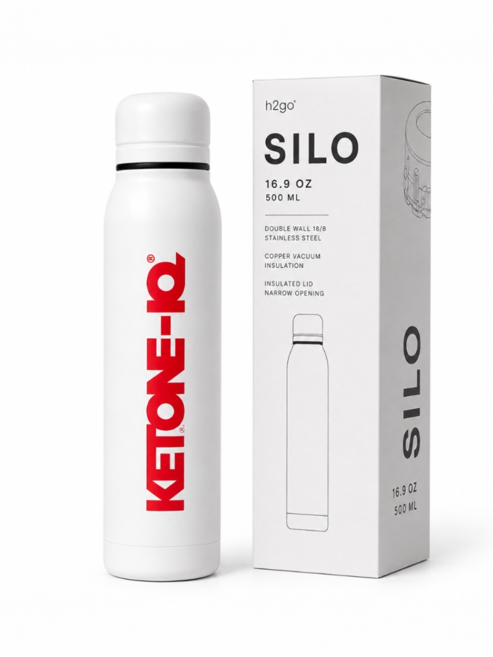 Ketone-IQ H2Go Insulated Stainless Steel Water Bottle 16.9oz NIB